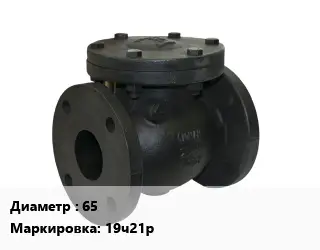 Клапан чугунный 65 19ч21р Ру16 обратный, двустворчатый 120